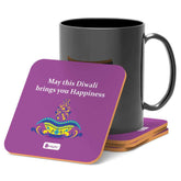 Indigifts Diwali Gift Items Diwali Wishes Quote Purple Coaster 3.5x3.5 inches Set of 4 - Diwali Gift Items, Diwali  Greetings